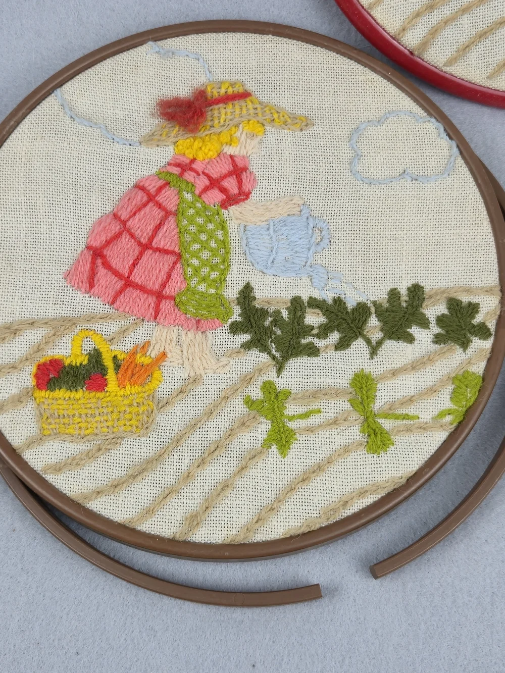 Vintage Embroidery Hoop Wall Decor Set - Girl Boy Country Garden 6